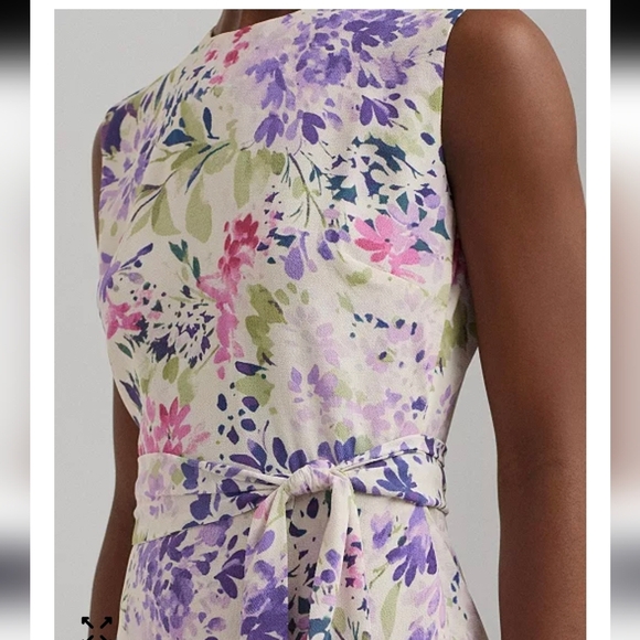 Lauren Ralph Lauren Floral Belted Bubble Crepe Dress - Size 4 - Picture 2 of 14